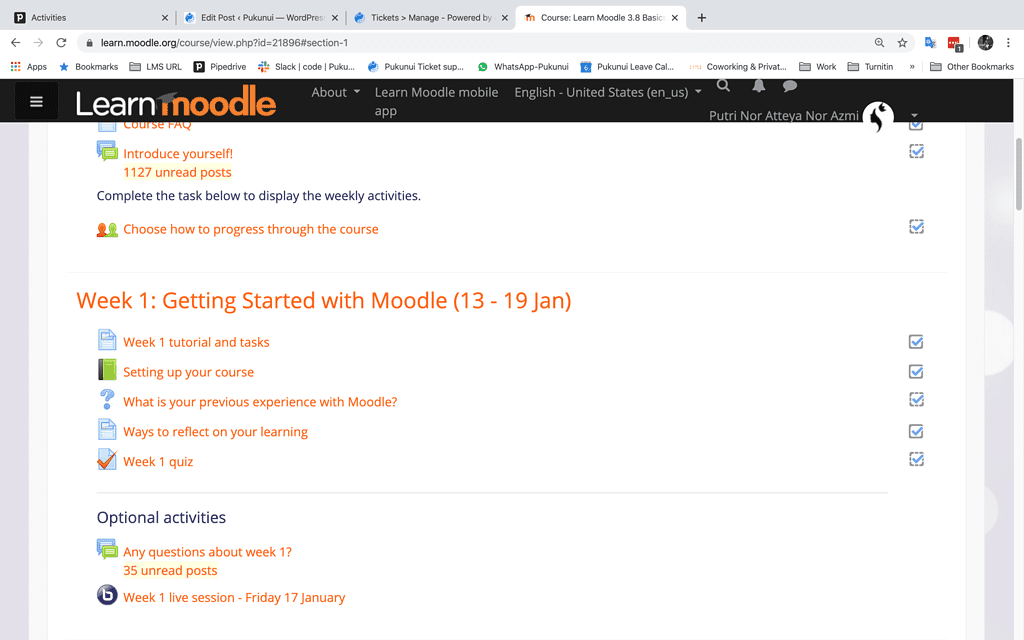 Week 1 Learn Moodle 3.8 Basics