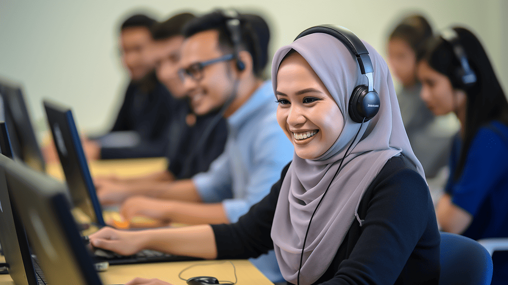 Adult students learning infront of computers